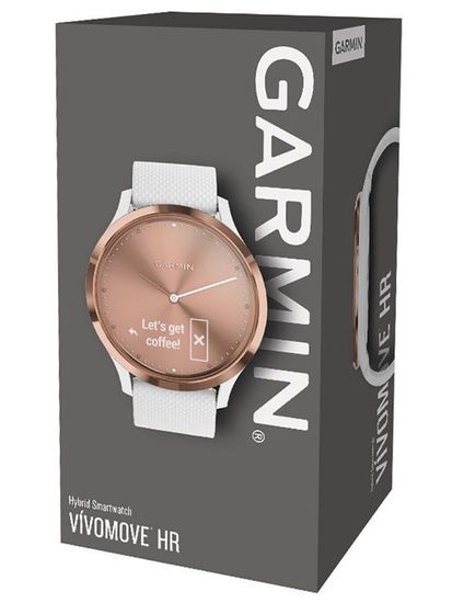 Умные часы Garmin Vívomove HR Sport розовое золото с белым средним ремешком 010-01850-22