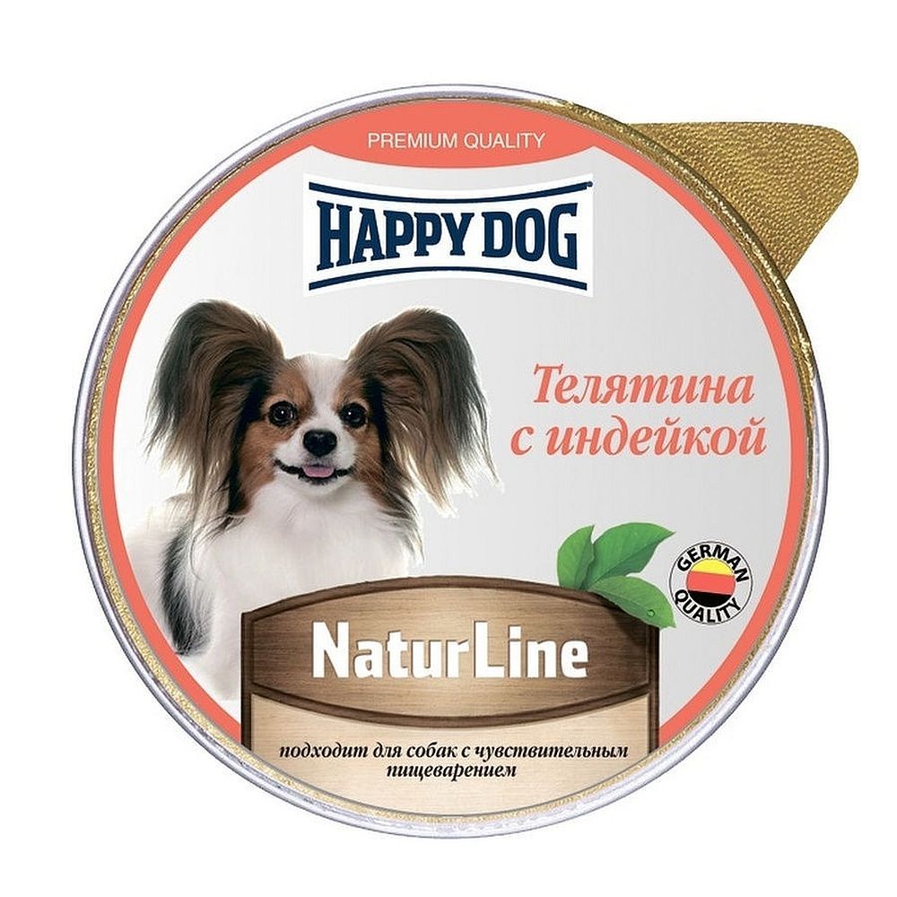 Влажный корм Happy Dog Natur Line для собак, Паштет из телятины с индейкой, ламистер 125г