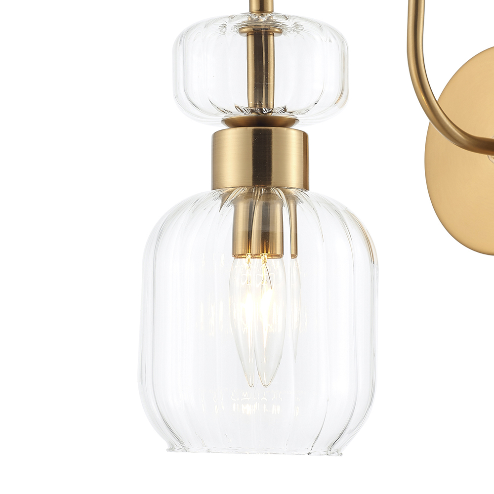 Настенный светильник 1x60Вт E14, металл/стекло, античная медь/прозрачный плафон с рельефной фактурой