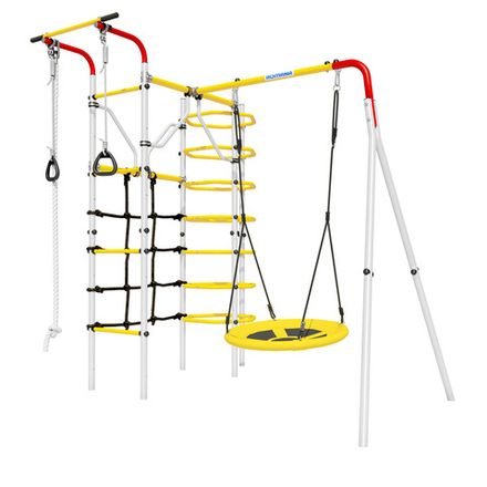 Детский спортивный комплекс для дачи ROMANA Космос (желтый/серый)(с качелями гнездо)