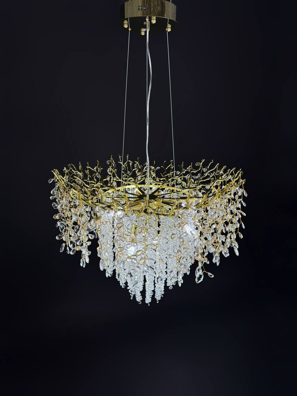 Люстра подвесная Lanbos, 12 ламп Е14, 480 Вт, до 30 кв м, золотая