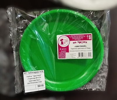 Набор "Цветной" (Тарелка D=170 Цветная 6шт) ИНТРОПЛАСТИК