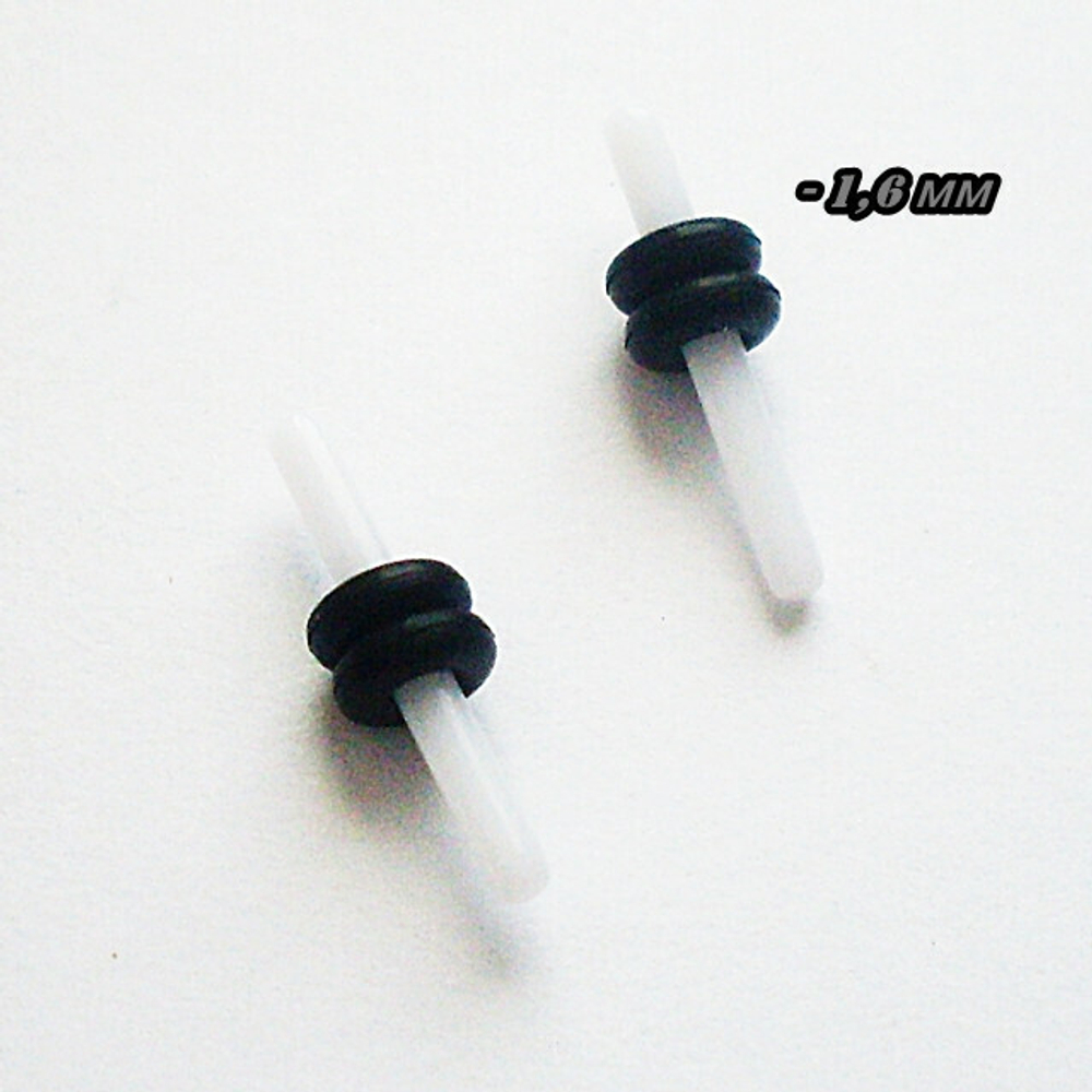 Акриловые плаги ( белые) для пирсинга ушей. Диаметр 1,6 мм (пара)