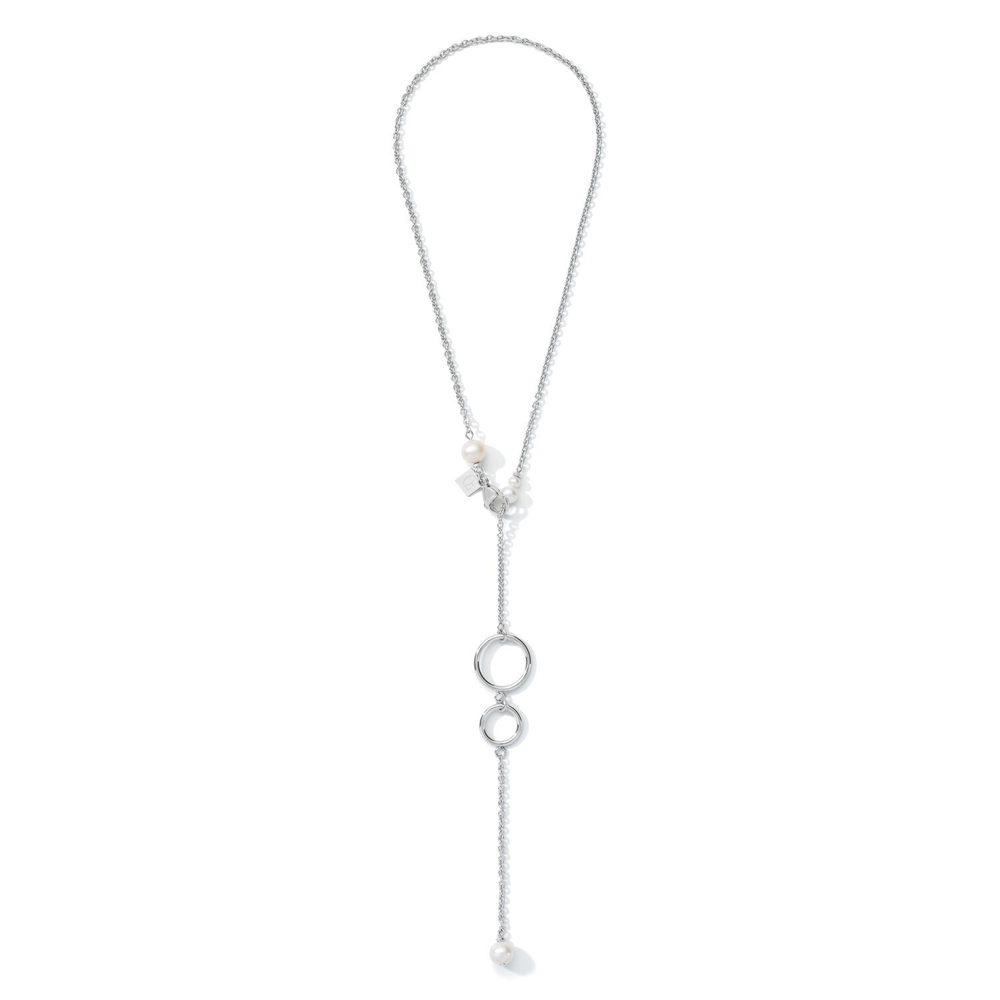 Колье Coeur de Lion Y Chain & Ring White-Silver 1103/10-1417 цвет белый, серебряный