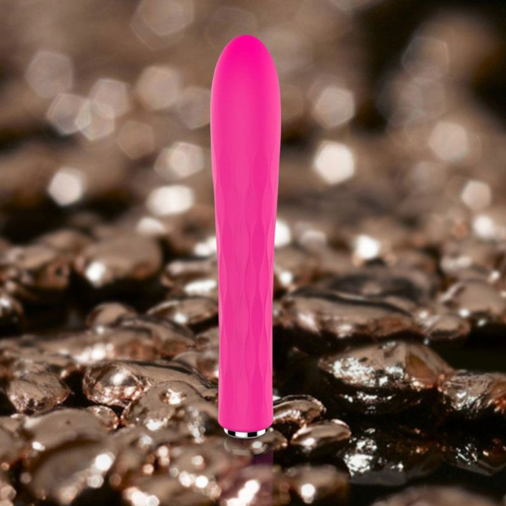 Металлический вибратор CiCi с силиконовой насадкой - 16,5 см. (Цвет: розовый)