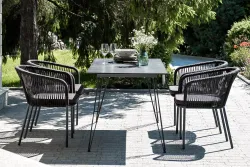 "Руссо" обеденный стол из HPL 150х80см, цвет "черный мрамор"