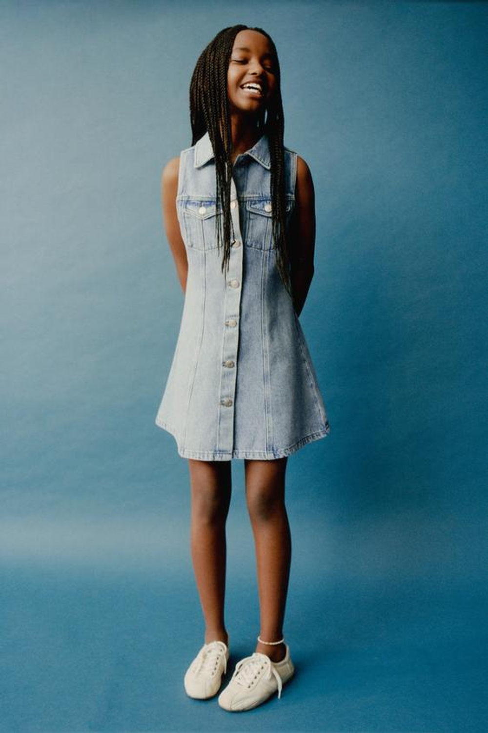 ZARA ДЖИНСОВОЕ ПЛАТЬЕ, СИНИЙ