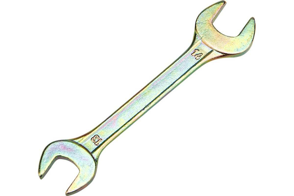 Гаечный рожковый ключ желтый цинк REXANT 13х14 мм 12-5827-2