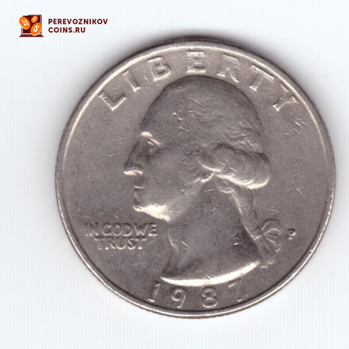1/4 доллара 1987 (P). США. Медно-никель VF