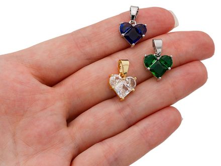 Подвеска Сердце 12мм, с кристаллом