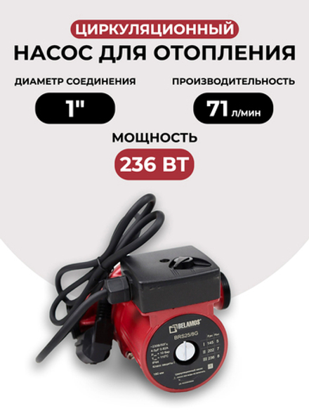 Насос циркуляционный Belamos BRS 25/8G, чугун (180мм)