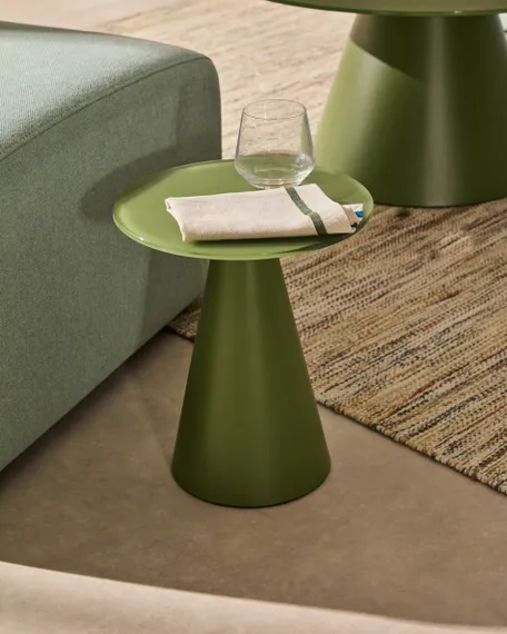 Журнальный столик Wilshire из стекла и стали зеленый Ø30cm