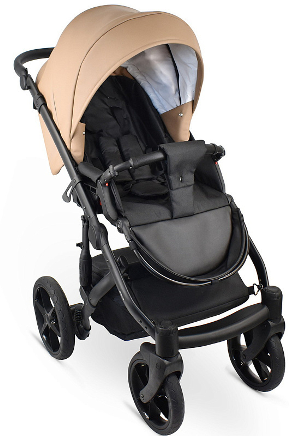 Детская коляска Bexa Ideal Eco 2 в 1 IE03 черный+т.бежевая кожа