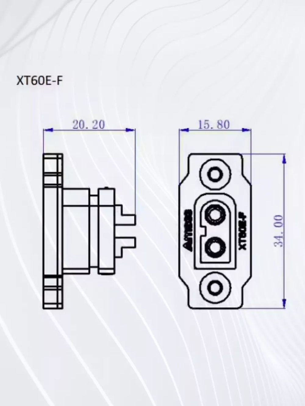 Силовой разъем XT60E с отверстиями для монтажа на корпус