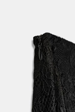 ZARA ЮБКА МИДИ ИЗ КРУЖЕВА — ZW COLLECTION, ЧЕРНЫЙ