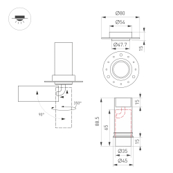Светильник SP-NUANCE-TRIMLESS-PULL-R35-7W Warm3000 (BK, 36 deg, 230V) (Arlight, IP40 Металл, 5 лет) 049910