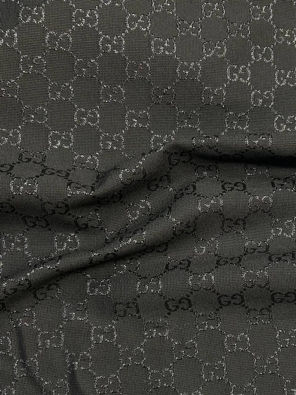 Жаккард шелк с шерстью и люрексом Gucci черный с дизайнерским принтом