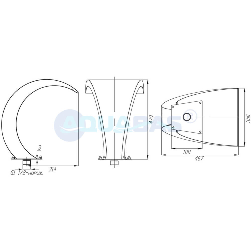 ВК.35/1 Водопад "Кобра мини 350" (без закладной) AISI-316