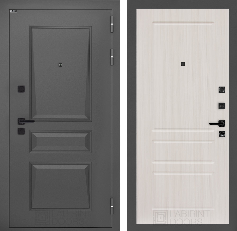 Дверь Входная Металлическая Лабиринт ОРЛЕАН 03 Сандал белый