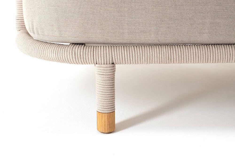 "Верона" лаунж-зона 5-местная плетеная из роупа (веревки), каркас алюминиевый белый, роуп бежевый