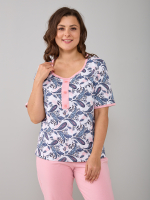 Пижама с бриджами КД-063/розовый-белыеогурцы