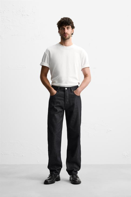 ZARA ДЖИНСЫ STRAIGHT-LEG, МОРСКОЙ СИНИЙ