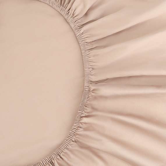 Простыня на резинке из премиального сатина бежевого цвета из коллекции essential,  160х200х30 см