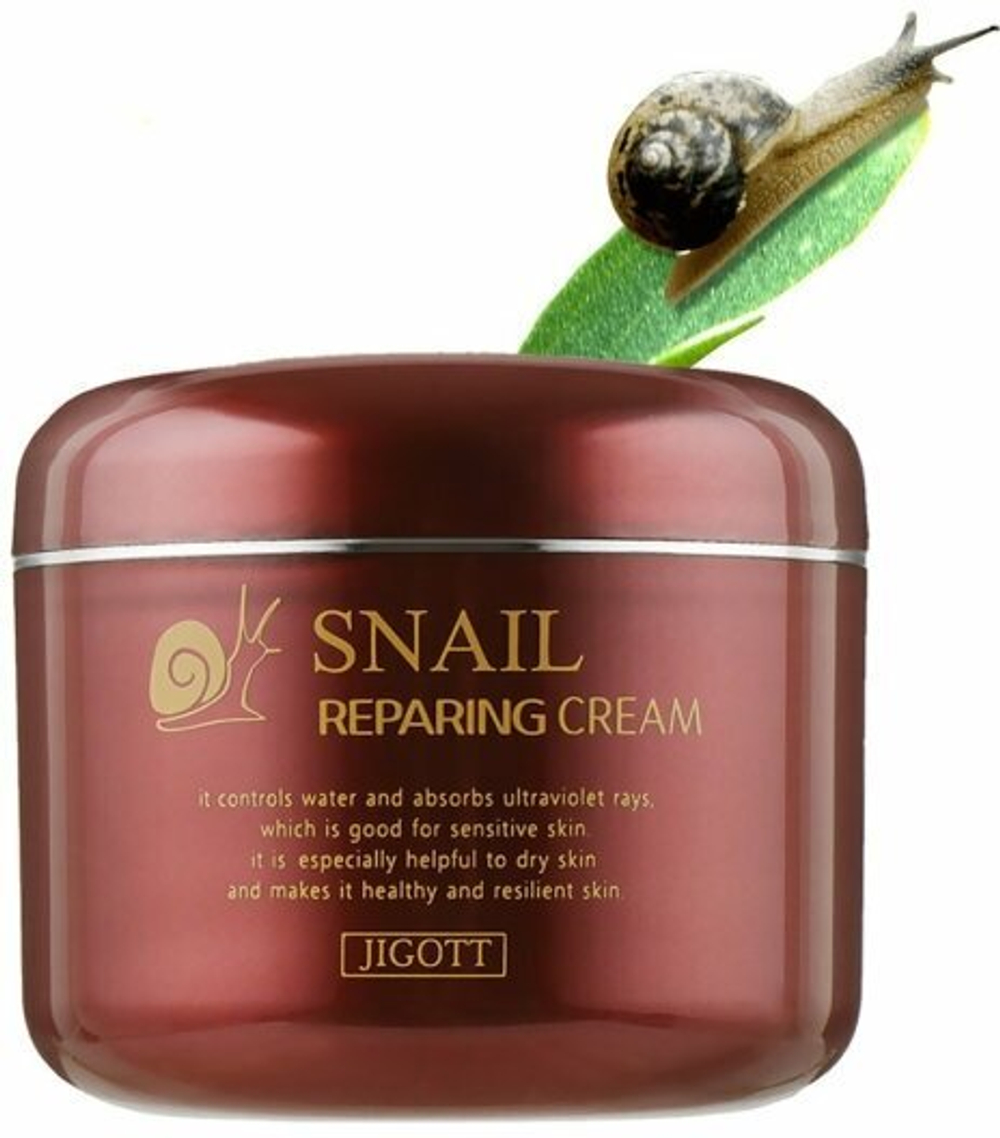 Восстанавливающий антивозрастной крем для лица Jigott Snail Repair Cream с муцином