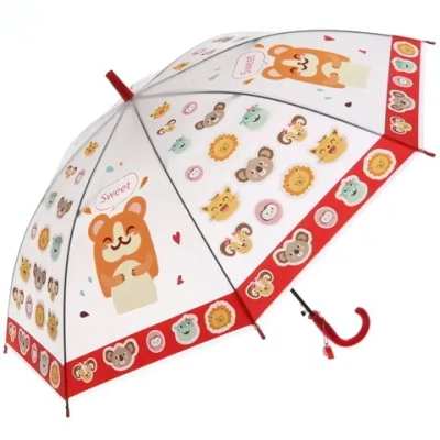 Зонт детский полуавтомат «Ultramarine - Happy», 8 спиц, d-86см, длина в слож. виде 65см, красный