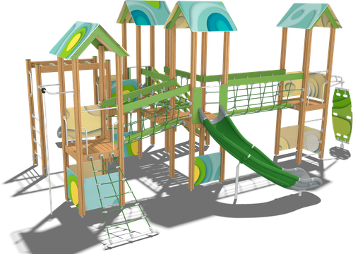 Детский городок Суздаль (стойки дуб, паттерн Papercut)