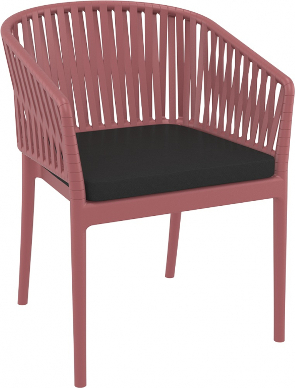 Кресло пластиковое с подушкой Siesta Contract Portofino, марсала, черный