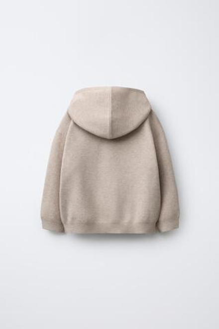 ZARA ТРИКОТАЖНАЯ ТОЛСТОВКА С КАПЮШОНОМ, ПЕСОЧНЫЙ