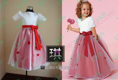 Платье детское длинное двухцветное с розами и бантом