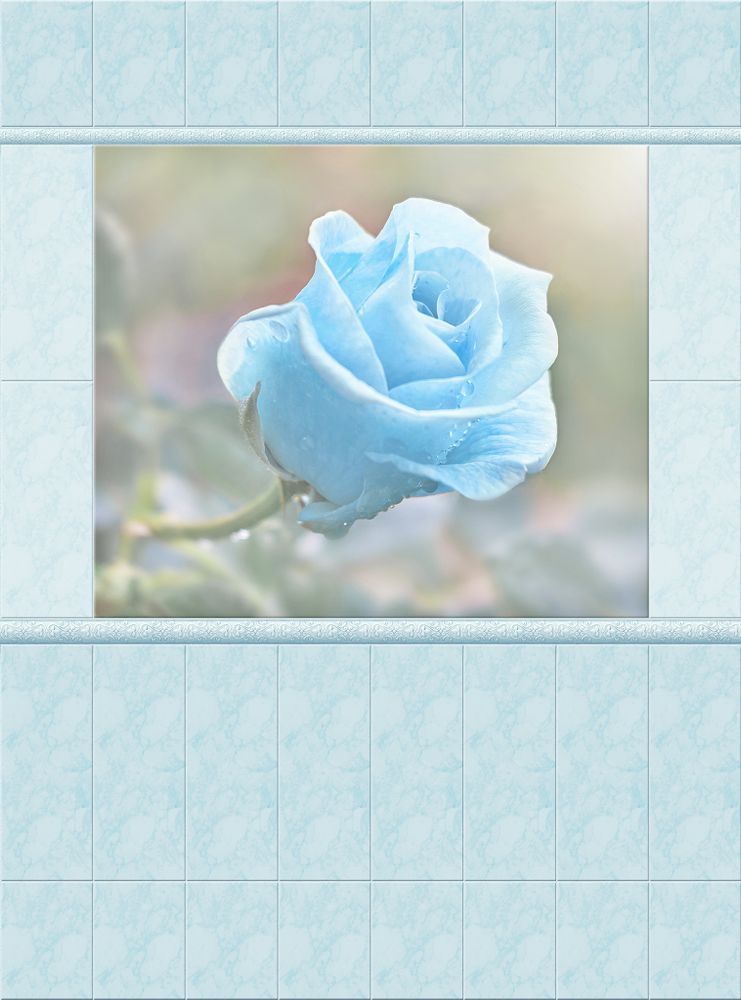 Панель ПВХ Discovery Роза мрамор синий (панно из 6 шт.)