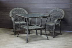 Садовый комплект из искусственного ротанга Мэдисон НЬЮ (Medison NEW) стол квадратный 80х80 + 2 кресла без подушек