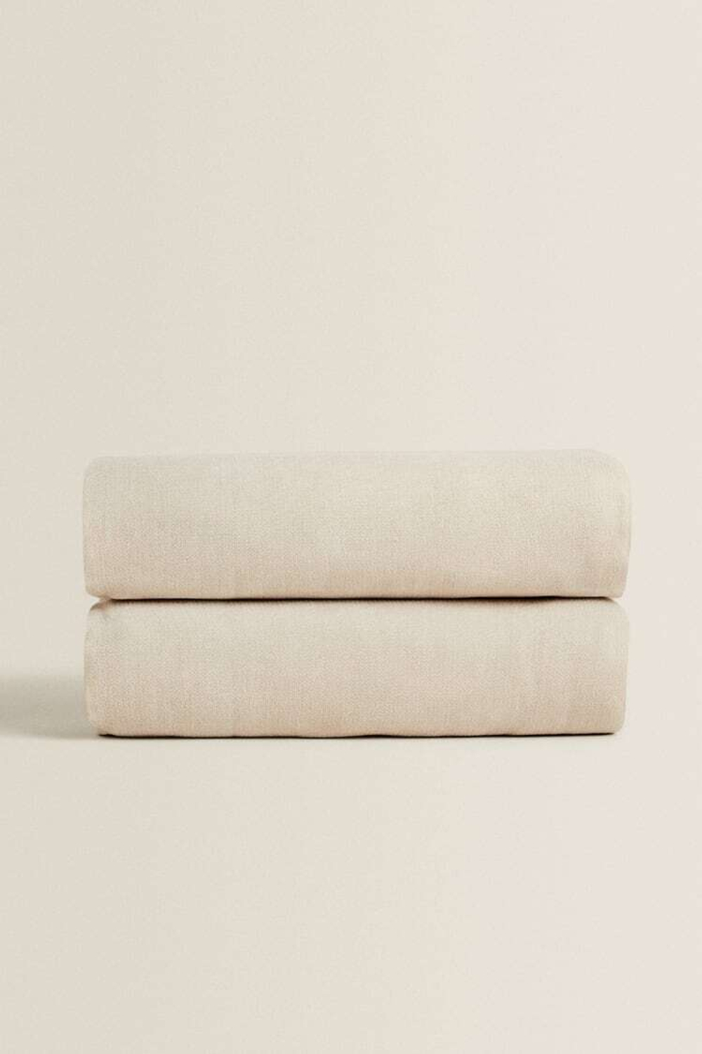 ZARA HOME ПЛЕД ИЗ СИНЕЛИ, СВЕТЛО-БЕЖЕВЫЙ