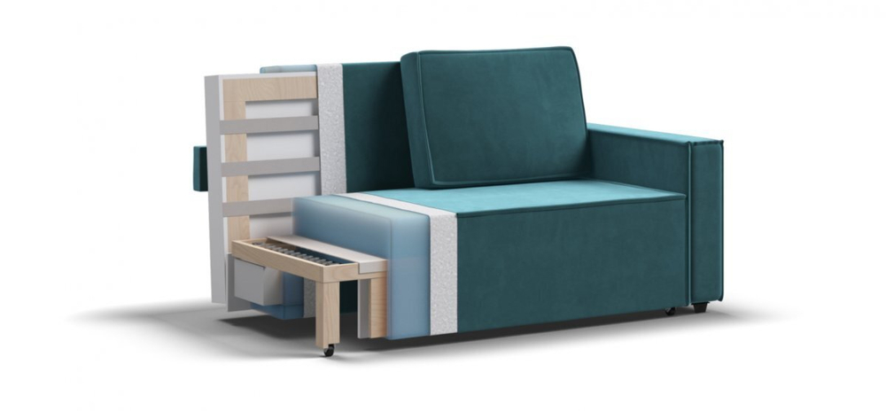 Диван Норд двухместный Велюр Монолит зеленый