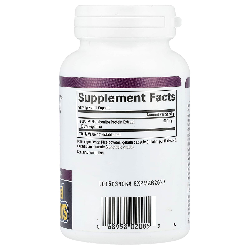 Natural Factors, PeptACE, рыбные пептиды, 500 мг, 90 капсул