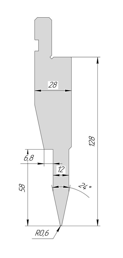 Пуансон для плющения AHP 1197 24° H128 R0,6