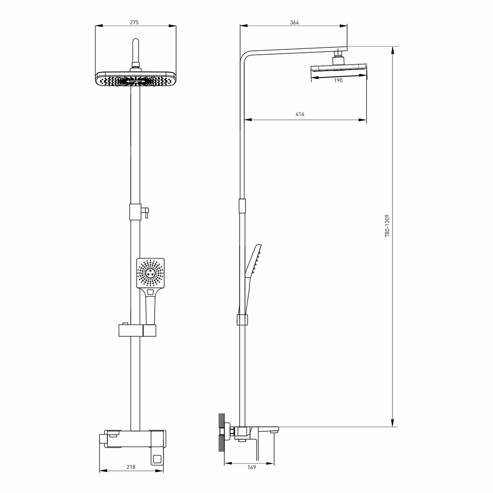 Душевая система 35к MIXLINE ML34-06 "Solo Black" излив лейка 3 поз.+лейка"Тропический душ" ЧЕРНЫЙ