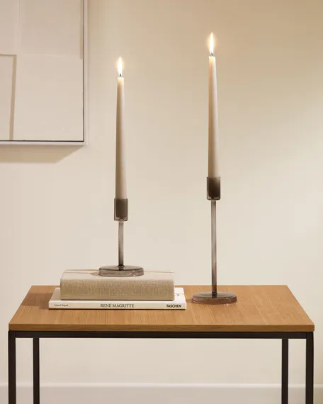 Подсвечник Zulma 25 см, серое стекло