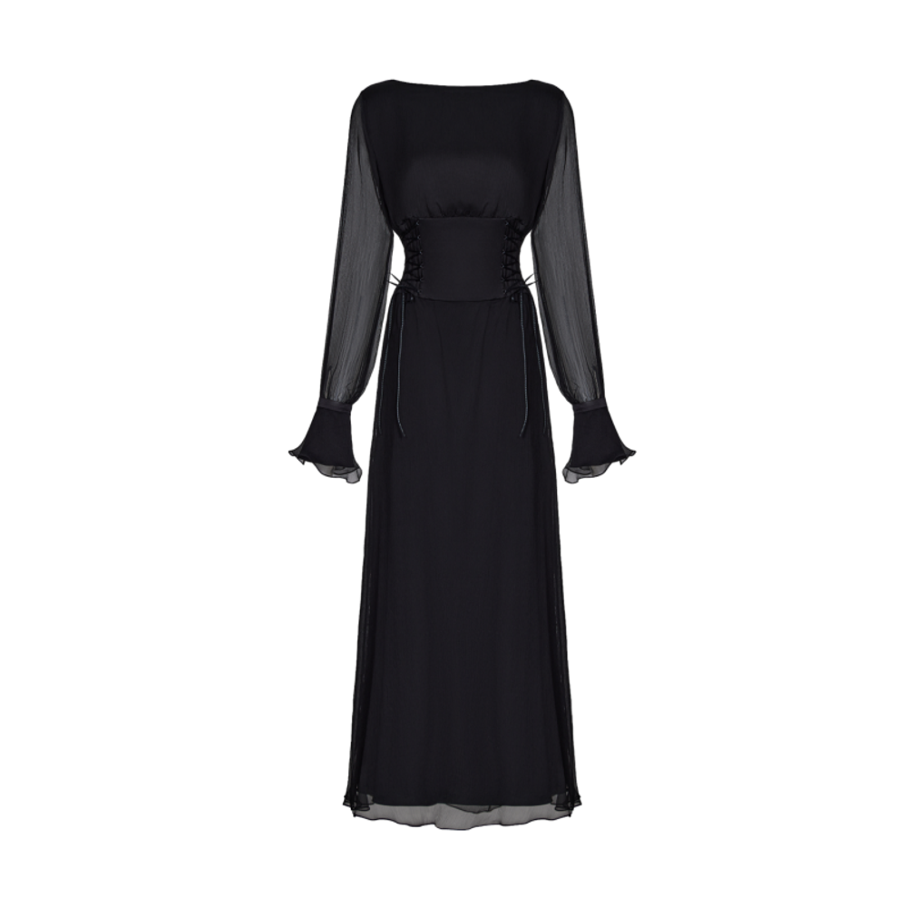 Платье миди со шнуровкой