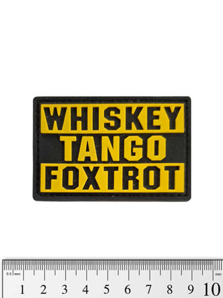Шеврон Whiskey. Tango. Foxtror PVC. Жёлтый на чёрном