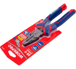 Пассатижи комбинированные WORKPRO 200 мм CR-V с противоскользящим отверстием для винта WP231125