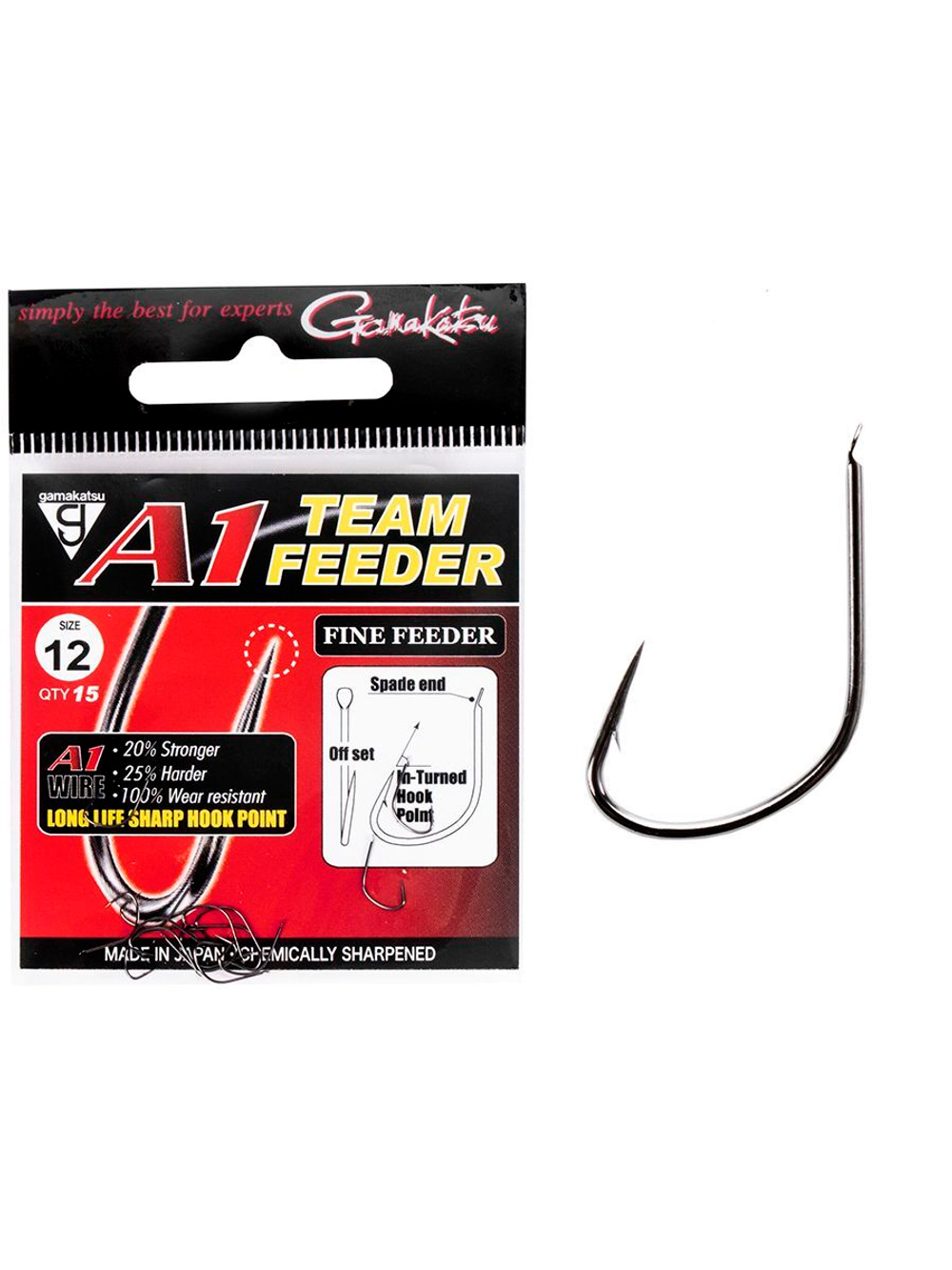 Крючки Gamakatsu A1 Team Feeder HOOKS FINE FEEDER размер 12 (упк.15шт.)