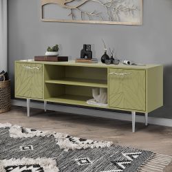 Тумба под ТВ Арт Колор leaves 155см Стайл Сильвер Зеленая олива