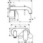 Смеситель для раковины настенный, излив 20,4 Hansgrohe Vernis Shape 71578000, хром