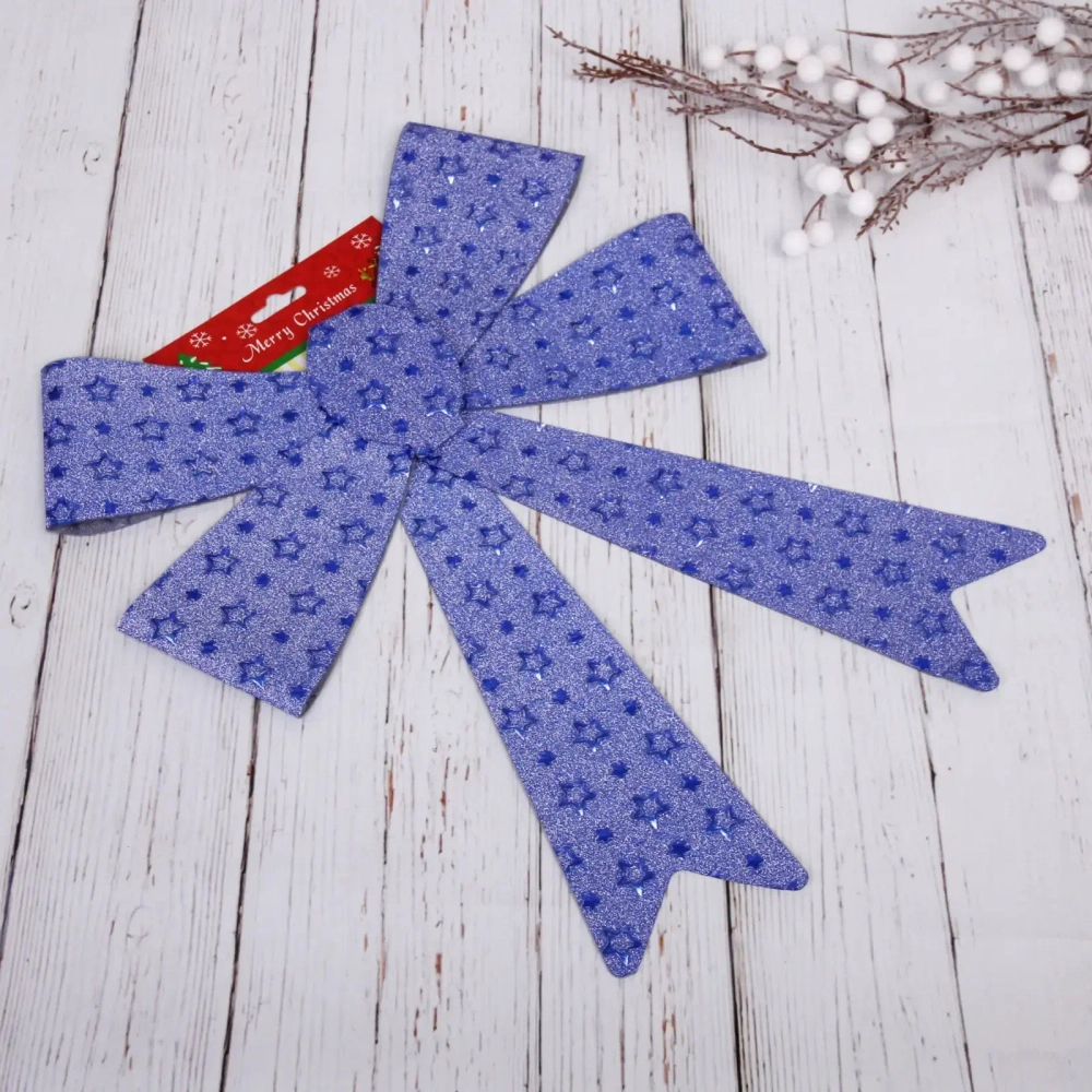 Бант на ёлку «Звездопад» 28*37 см, Синий