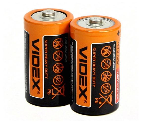 Батарейка солевая D Videx R20 Shrink