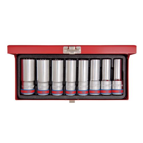 KING TONY (4208SR) Набор глубоких торцевых головок 1/2", 12-гранные, 1/2"-15/16", 8 предметов